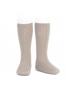 Calcetines altos básicos canalé piedra
