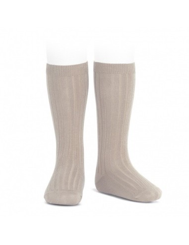 Calcetines altos básicos canalé piedra