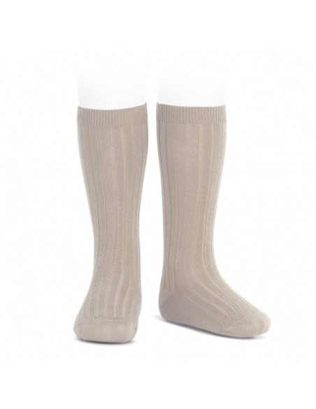 Calcetines altos básicos canalé piedra