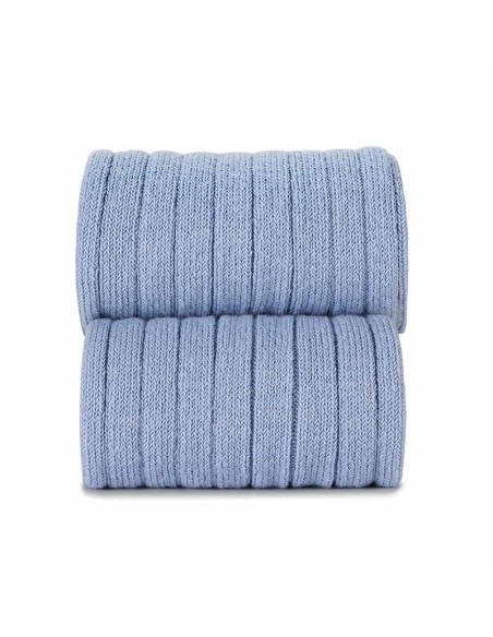 Calcetines altos básicos canalé azulado