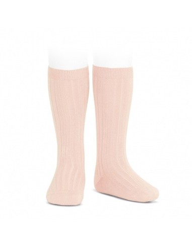 Calcetines altos básicos canalé nude