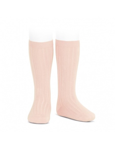 Calcetines altos básicos canalé nude