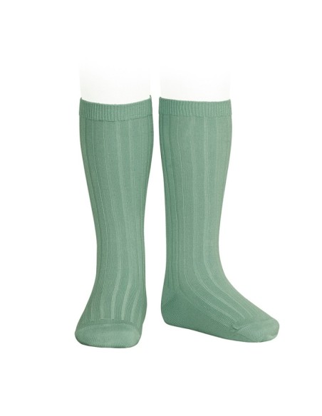 Calcetines altos básicos canalé jade