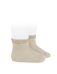 Calcetines cortos de algodón con puño calado lino