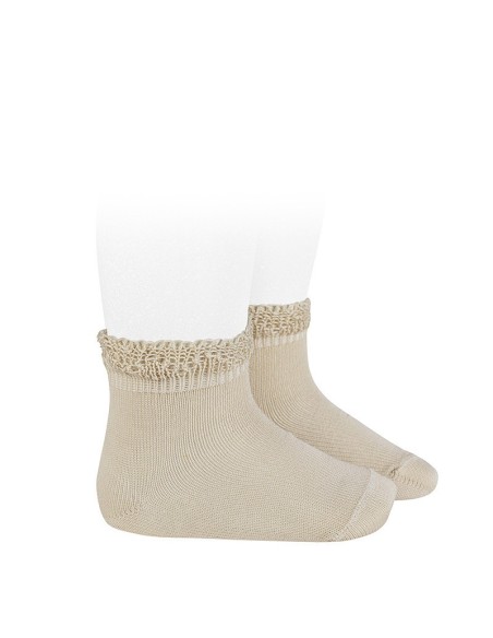 Calcetines cortos de algodón con puño calado lino