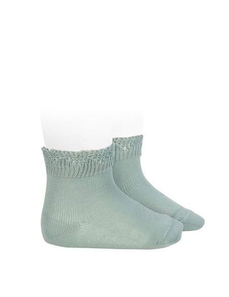 Calcetines cortos de algodón con puño calado bruma