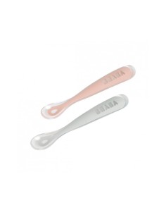 Set 2 cucharas silicona edad estuche gris rosa 2