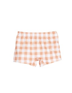 Short baño cuadros melocotón