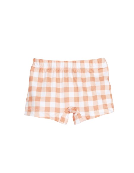 Short baño cuadros melocotón