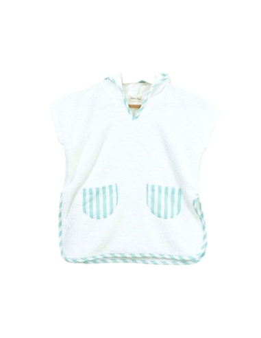 Beach poncho boy stripes mint