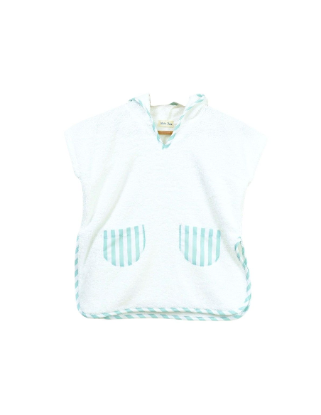Beach poncho boy stripes mint