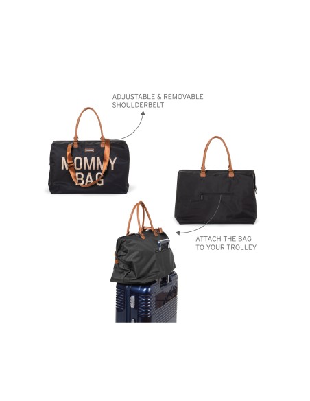 Mommy bag negro/dorado