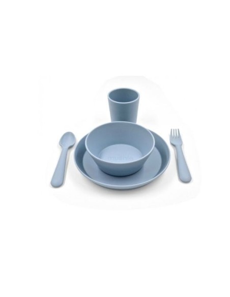 Vajilla bebe 5 piezas mushie powder blue
