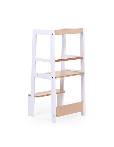 Torre aprendizaje montessori blanco natural